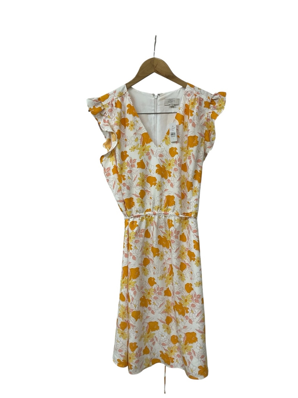 NWT Loft Ann Taylor Orange Yellow Floral Dress L